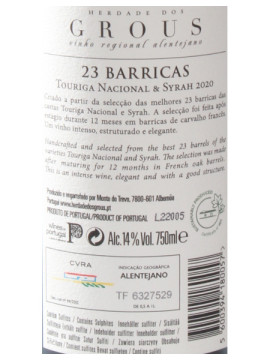 Herdade dos Grous 23 Barricas /2012 Tinto 2020